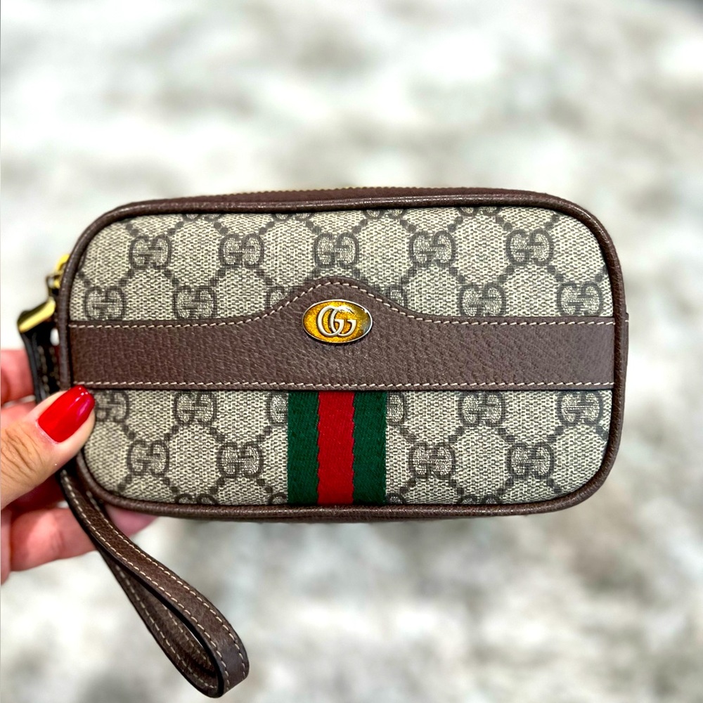 💯 Authentic GUCCI 💚 Ophida GG Supreme Wristlet